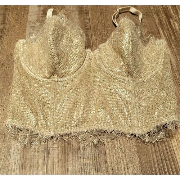 Victorias Secret 32C Dream Angels Lined Strapless Longline Bra Bustier Silver - Picture 3 of 6